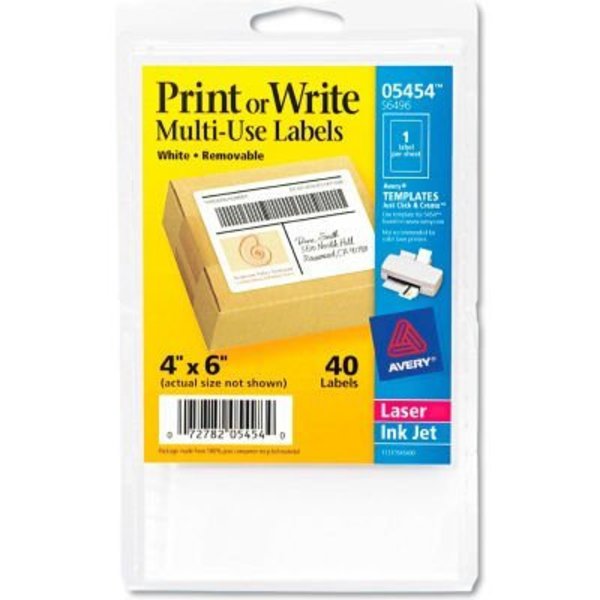 Avery Avery® Print or Write Removable Multi-Use Labels, 4 x 6, White, 40/Pack 5454
